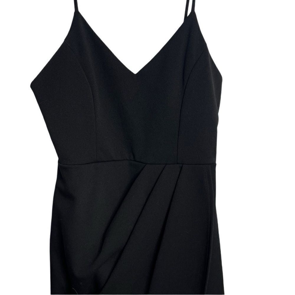 Chocolate Black V Neck Pleated Mini Dress Black Size Large